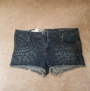 VOLCOM HIGH VOLTAGE DENIM STUDDED SHORTS